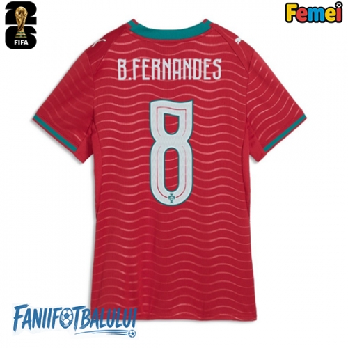Portugalia Bruno Fernandes #8 Echipament de Fotbal Replică Mondial 2026 Femei Acasa Portugalia Bruno Fernandes #8 Echipament de Fotbal Replică Mondial 2026 Femei Acasa
